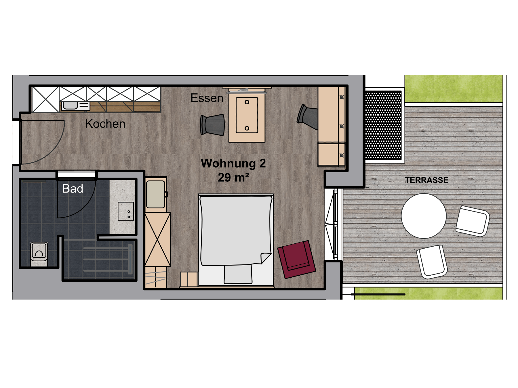 Ansicht Apartment Nr. 2, Boardinghouse Karlsdorf-Neuthard