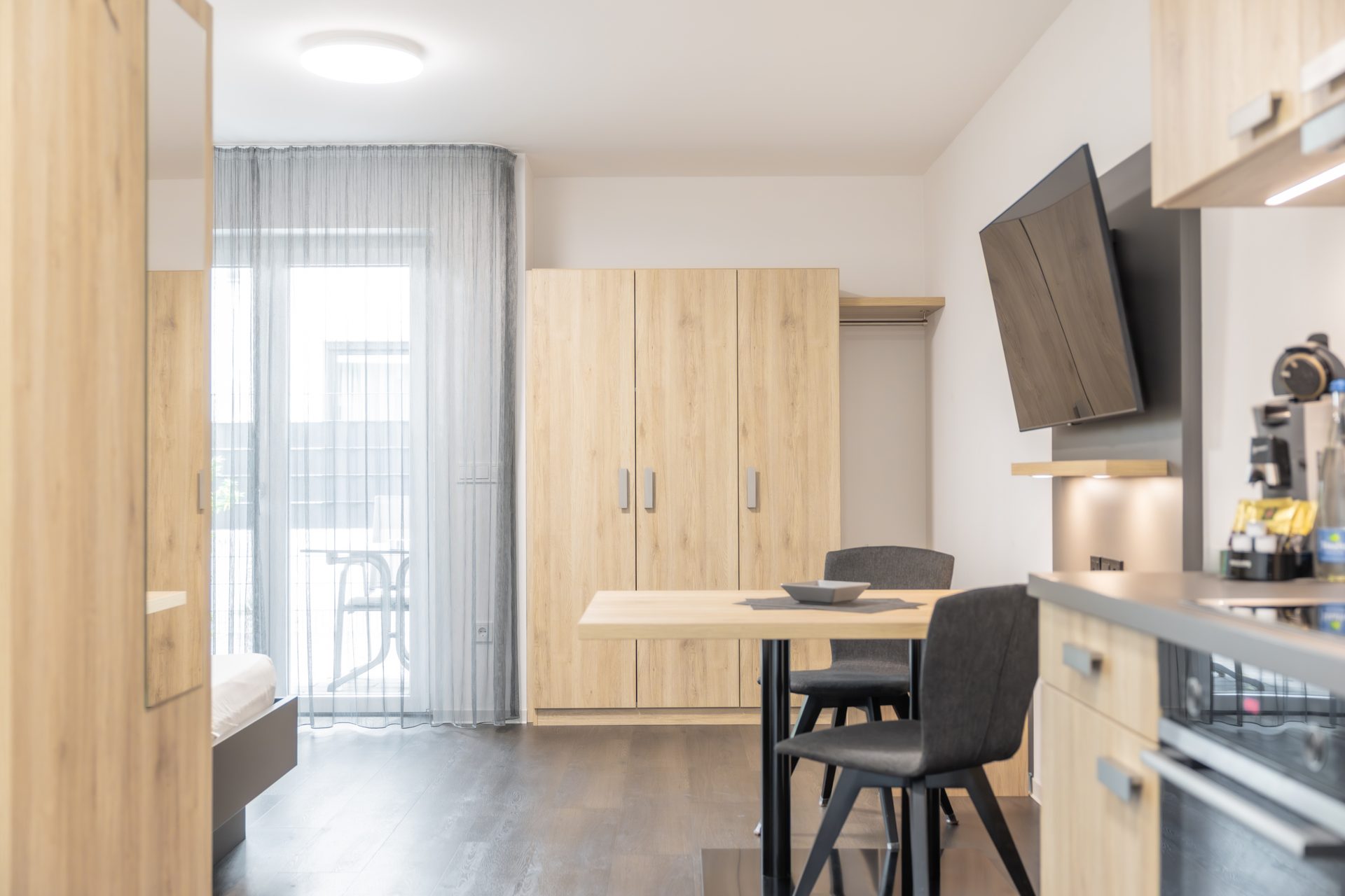 Schlafbereich Apartment Nr. 3, Boardinghouse Karlsdorf-Neuthard