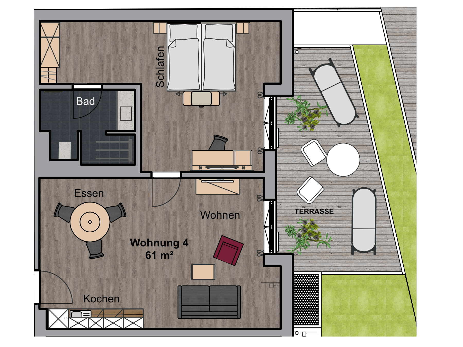 Ansicht Apartment Nr. 4, Boardinghouse Karlsdorf-Neuthard