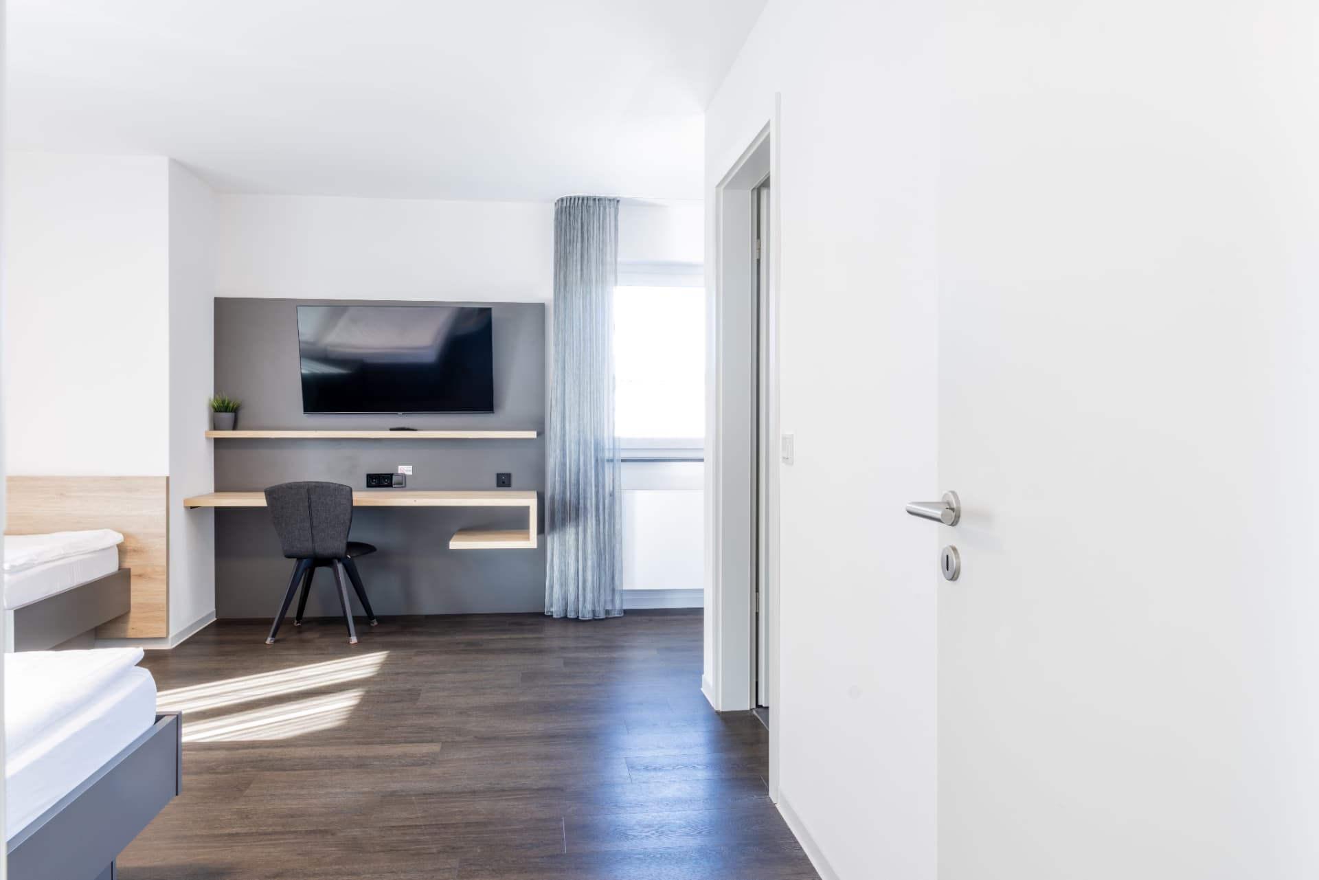 Schlafbereich Apartment Nr. 8, Boardinghouse Karlsdorf-Neuthard