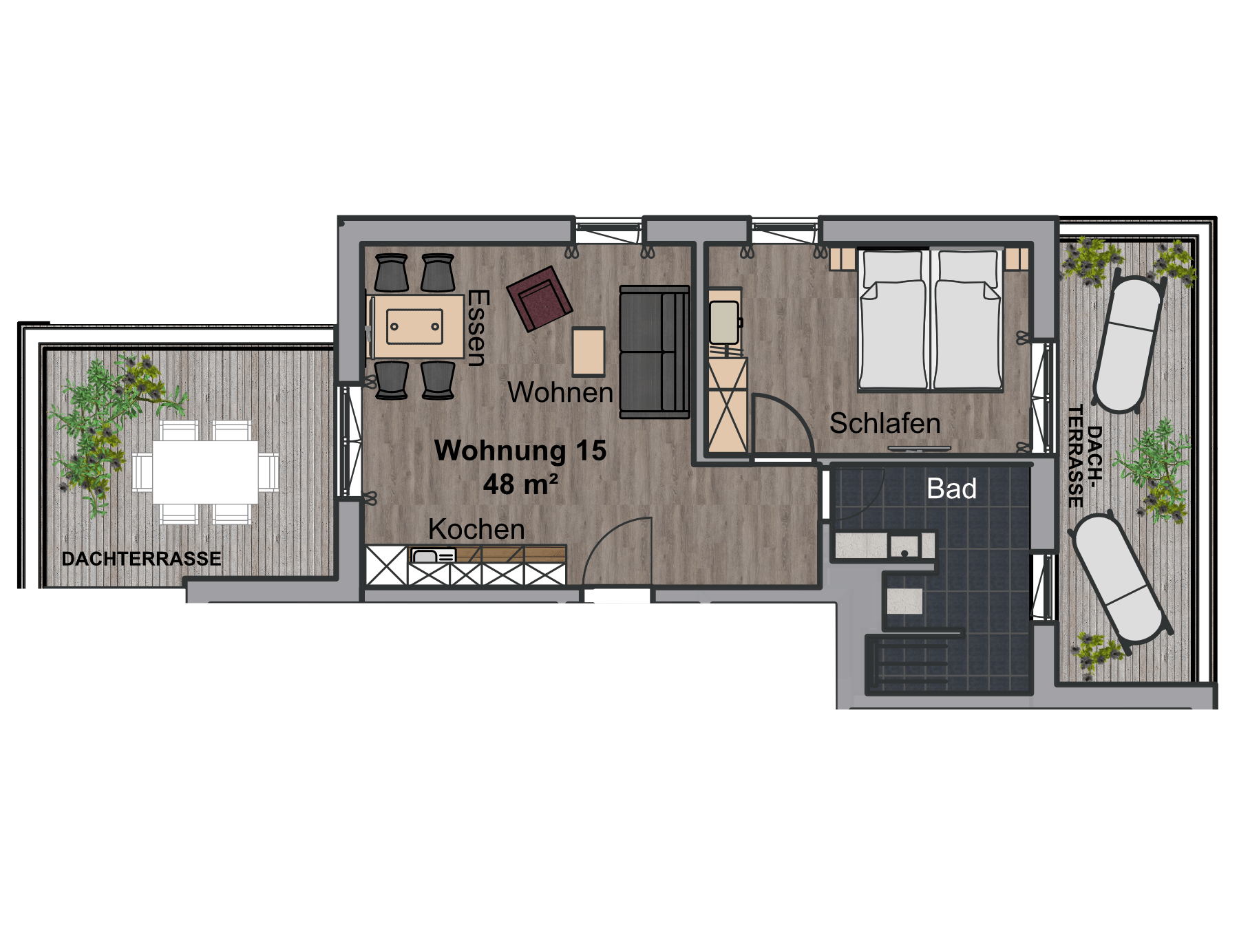 Ansicht Apartment Nr. 15, Boardinghouse Karlsdorf-Neuthard