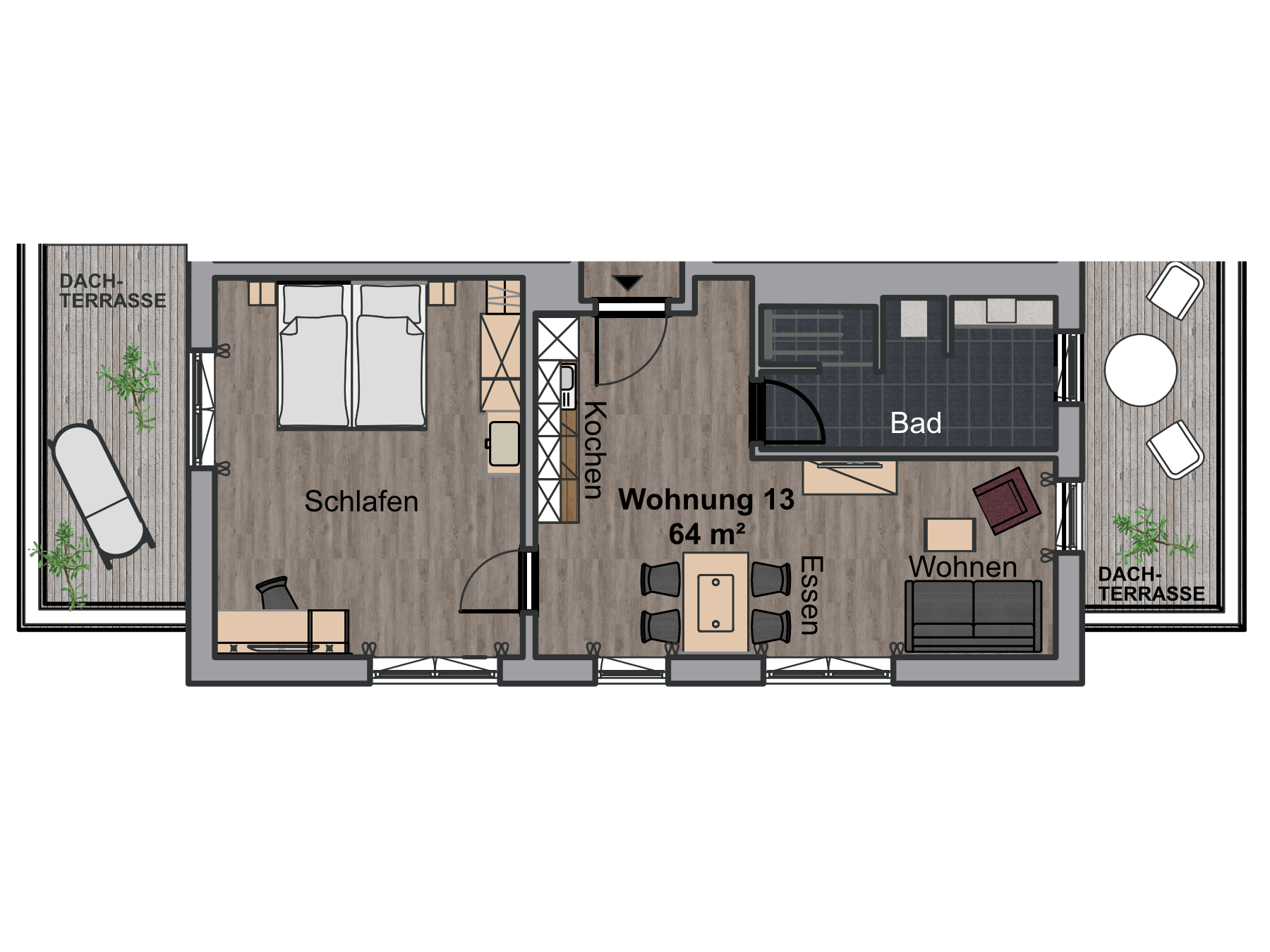 Ansicht Apartment Nr. 13, Boardinghouse Karlsdorf-Neuthard